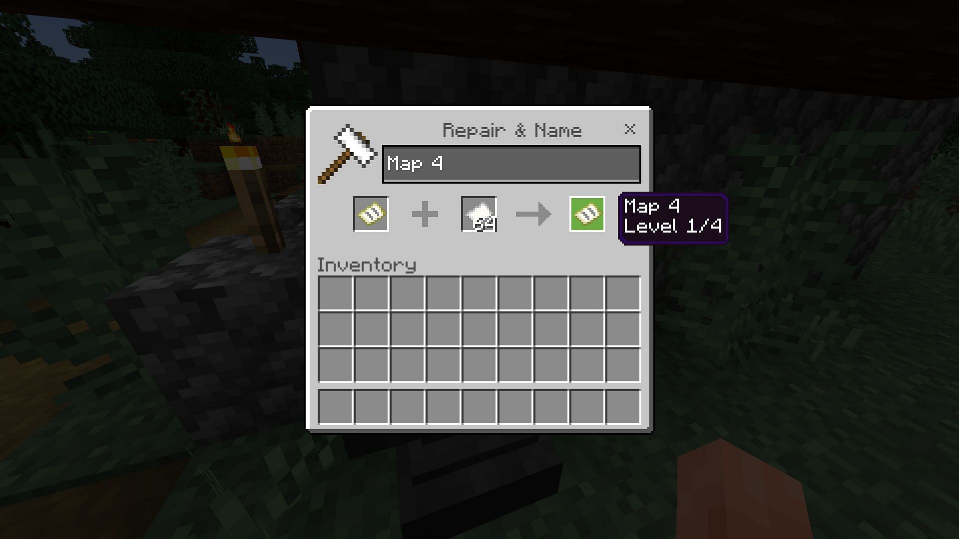 Maps in Minecraft 1.19 Bedrock Edition update can also be edited on anvils (Image via Mojang)