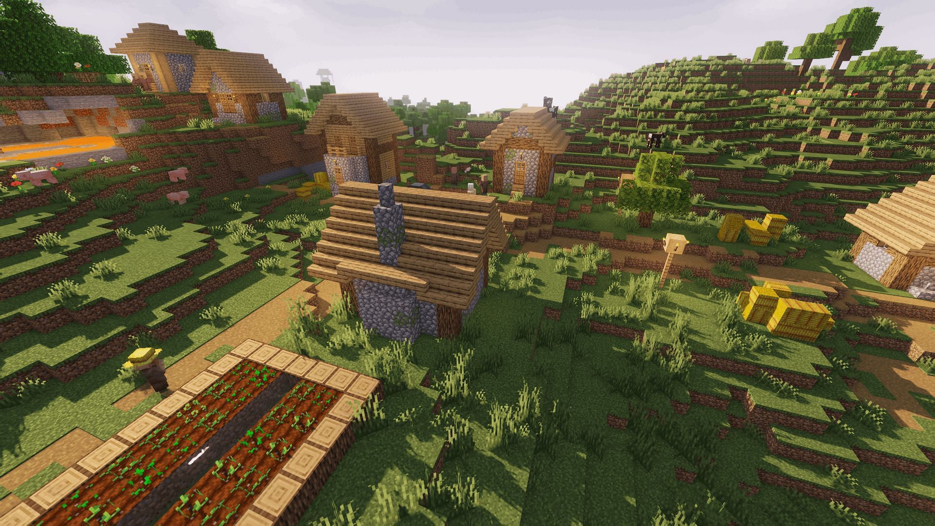 The game using Iris and Sodium to run a shader (Image via Minecraft)