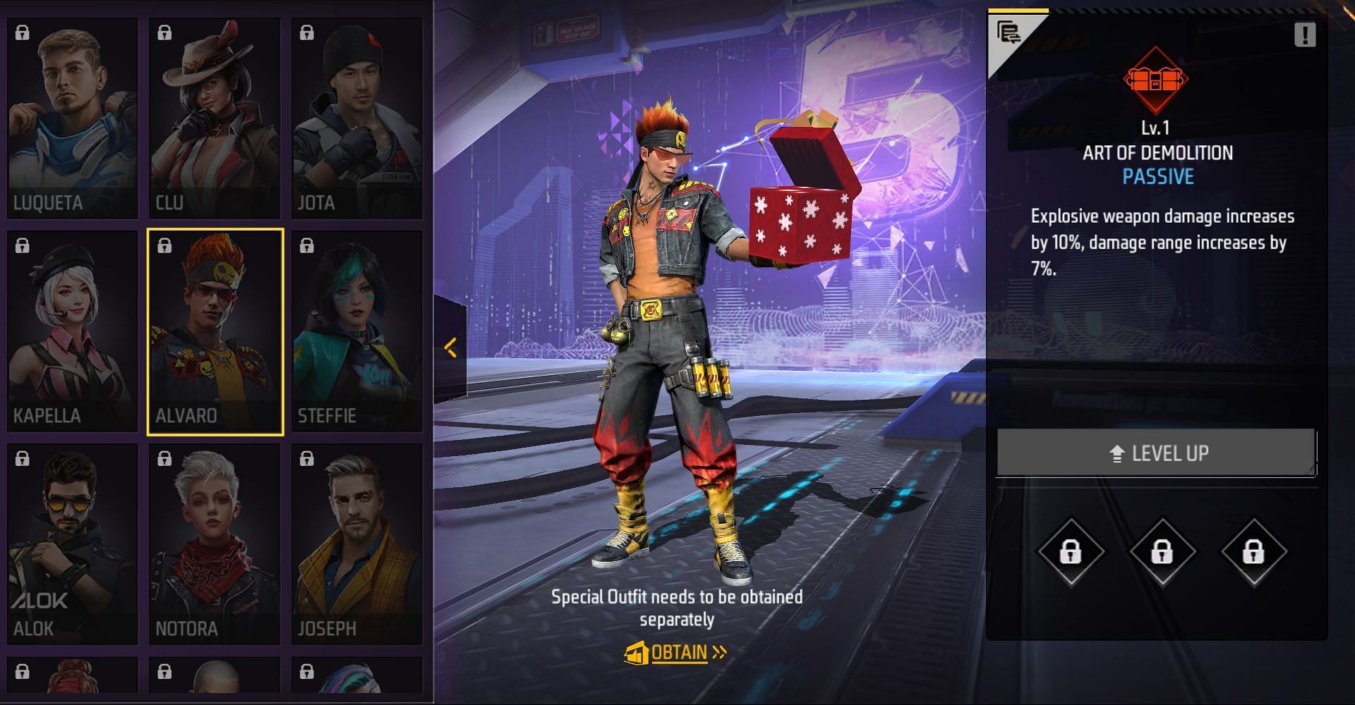 Alvaro deixa armas explosivas mais potentes (Imagem via Garena)