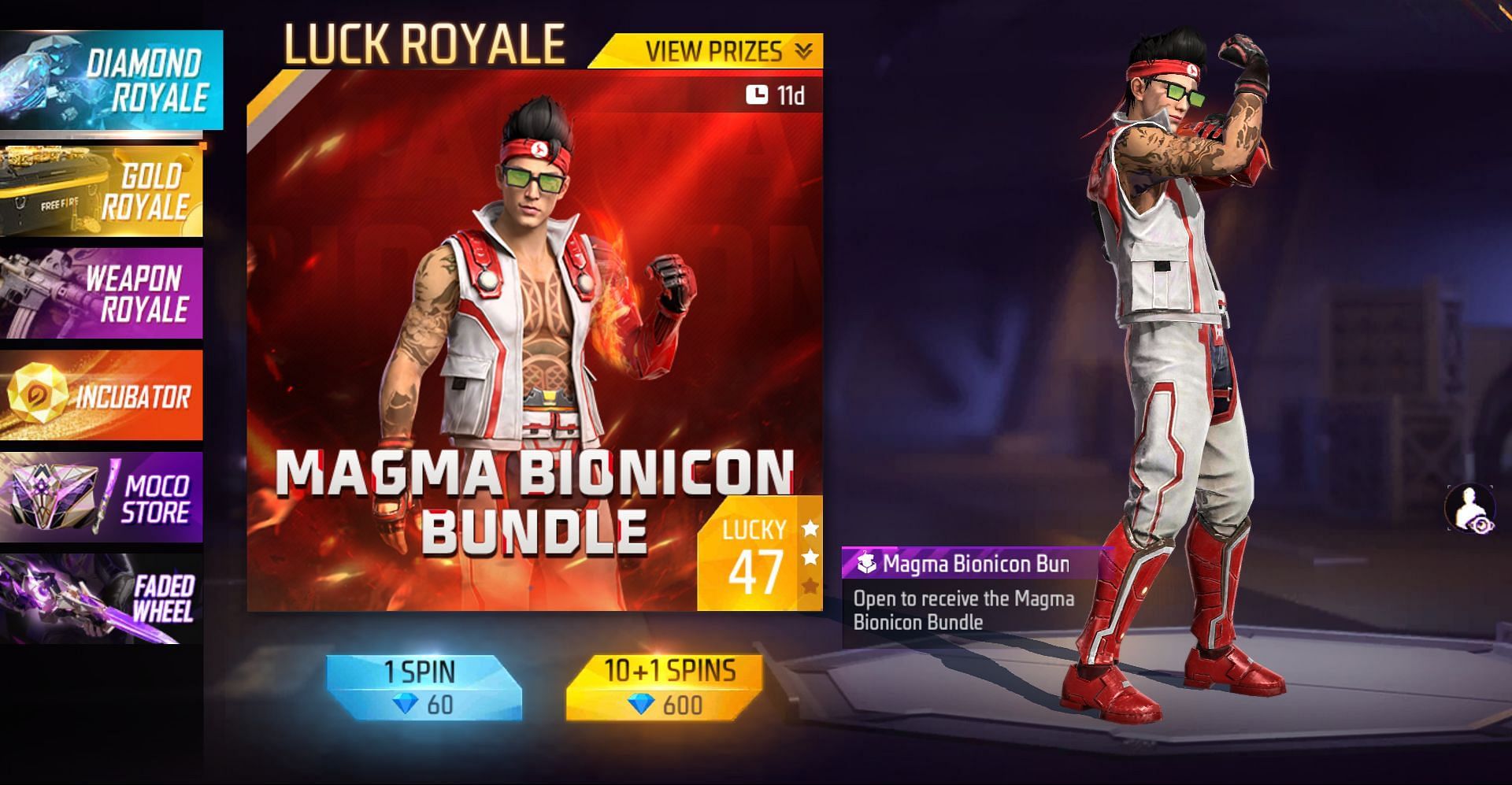 Use os vouchers para fazer giros no Sorte Royale (Imagem via Garena)