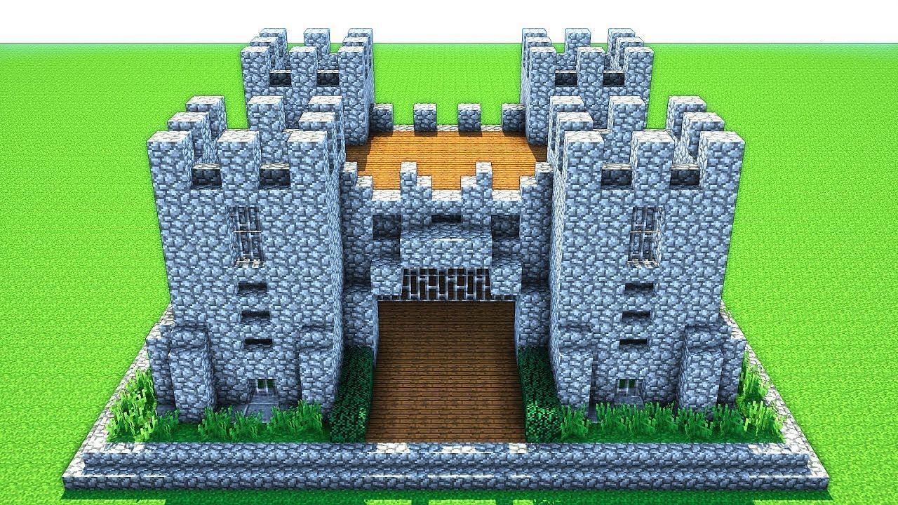 A cobblestone castle is a classic (Image via A1MOSTADDICTED MINECRAFT on YouTube)