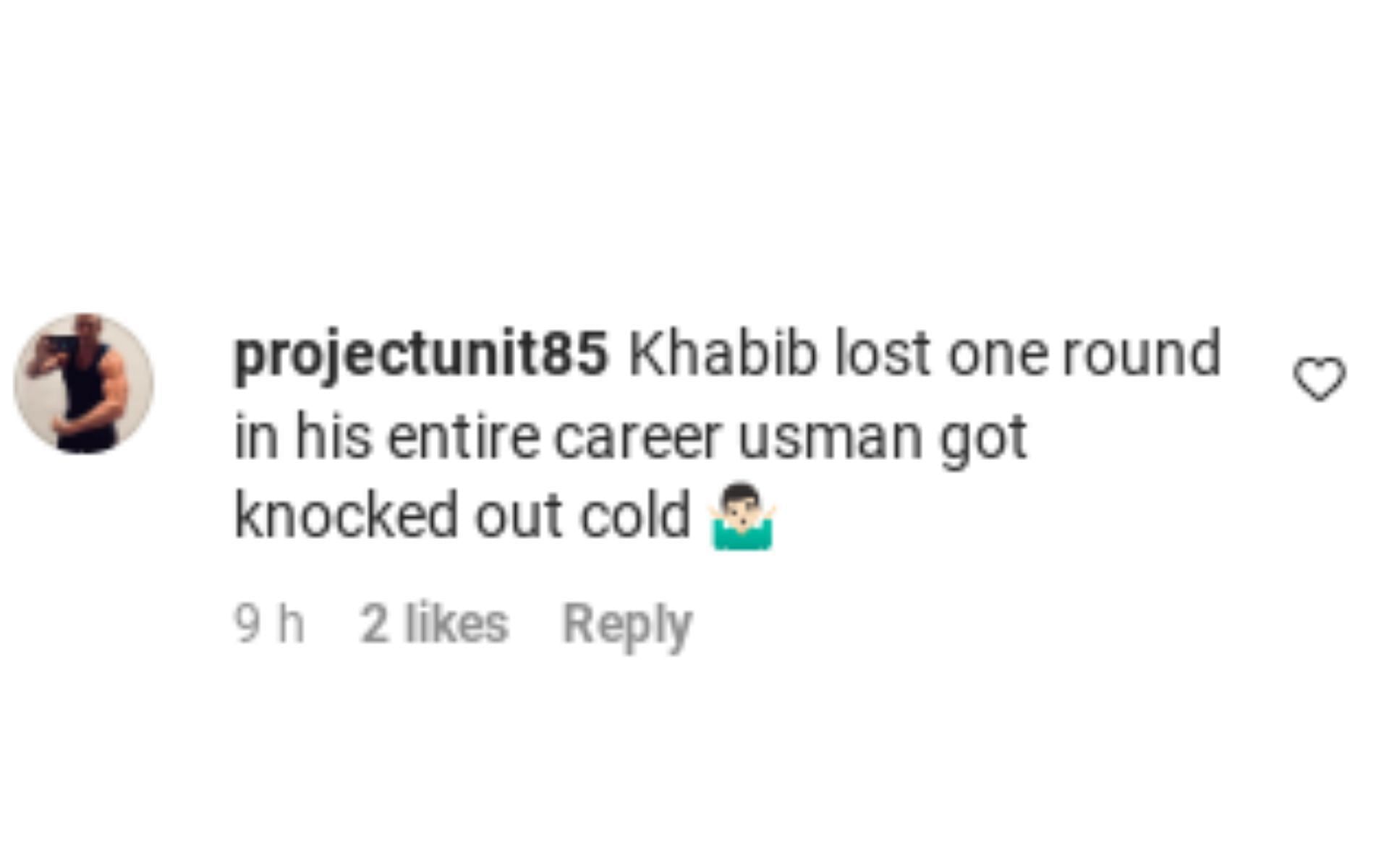 Another fan believes Nurmagomedov is the GOAT