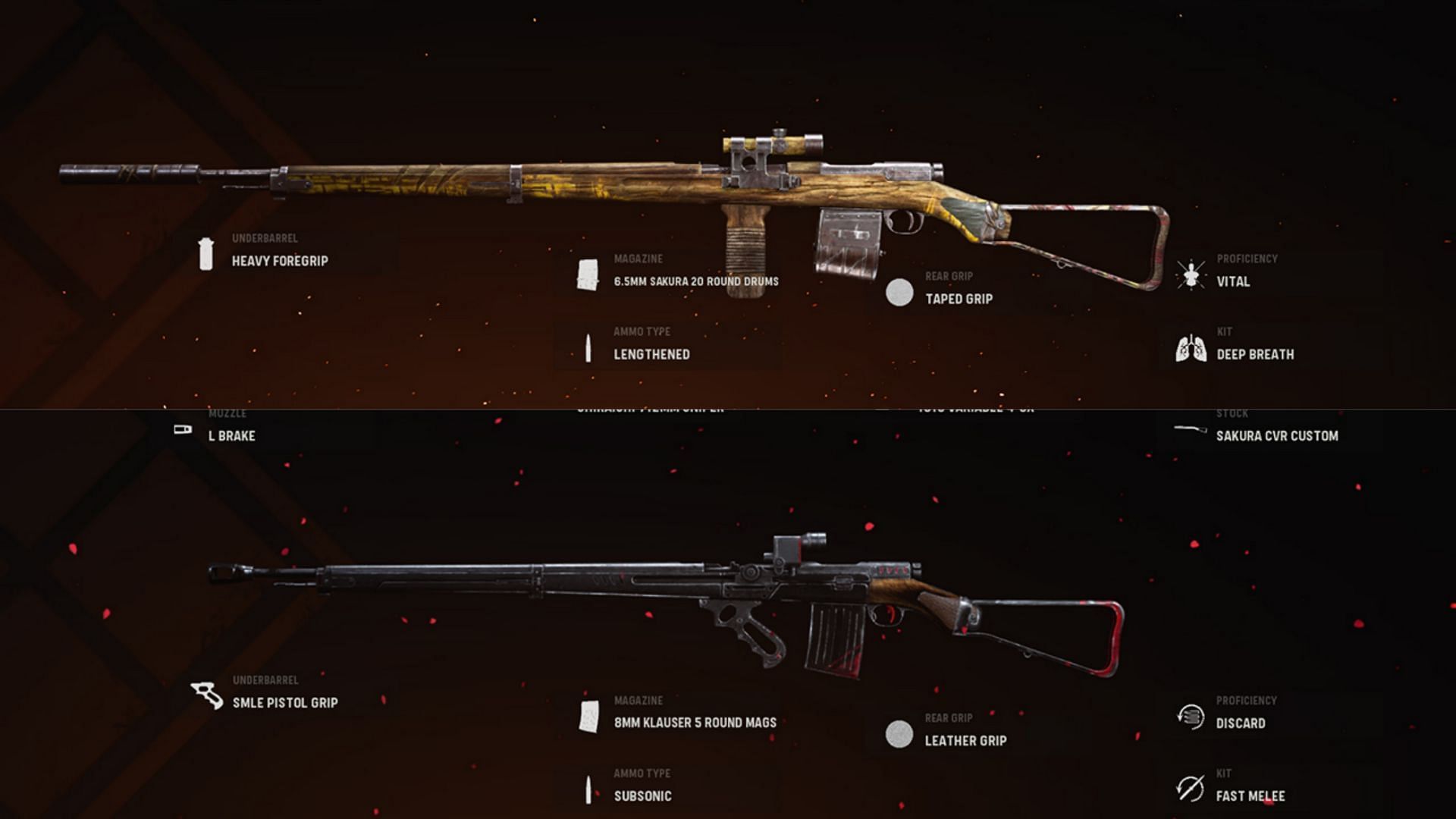 Some available blueprints for the Type 99 in-game (Image via Activision)