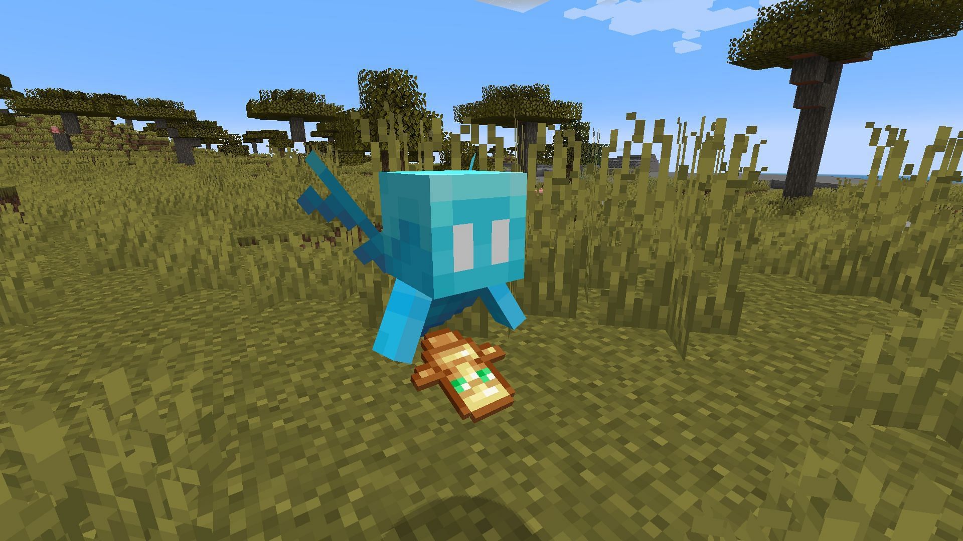 An Allay holding a totem of undying (Image via Minecraft)
