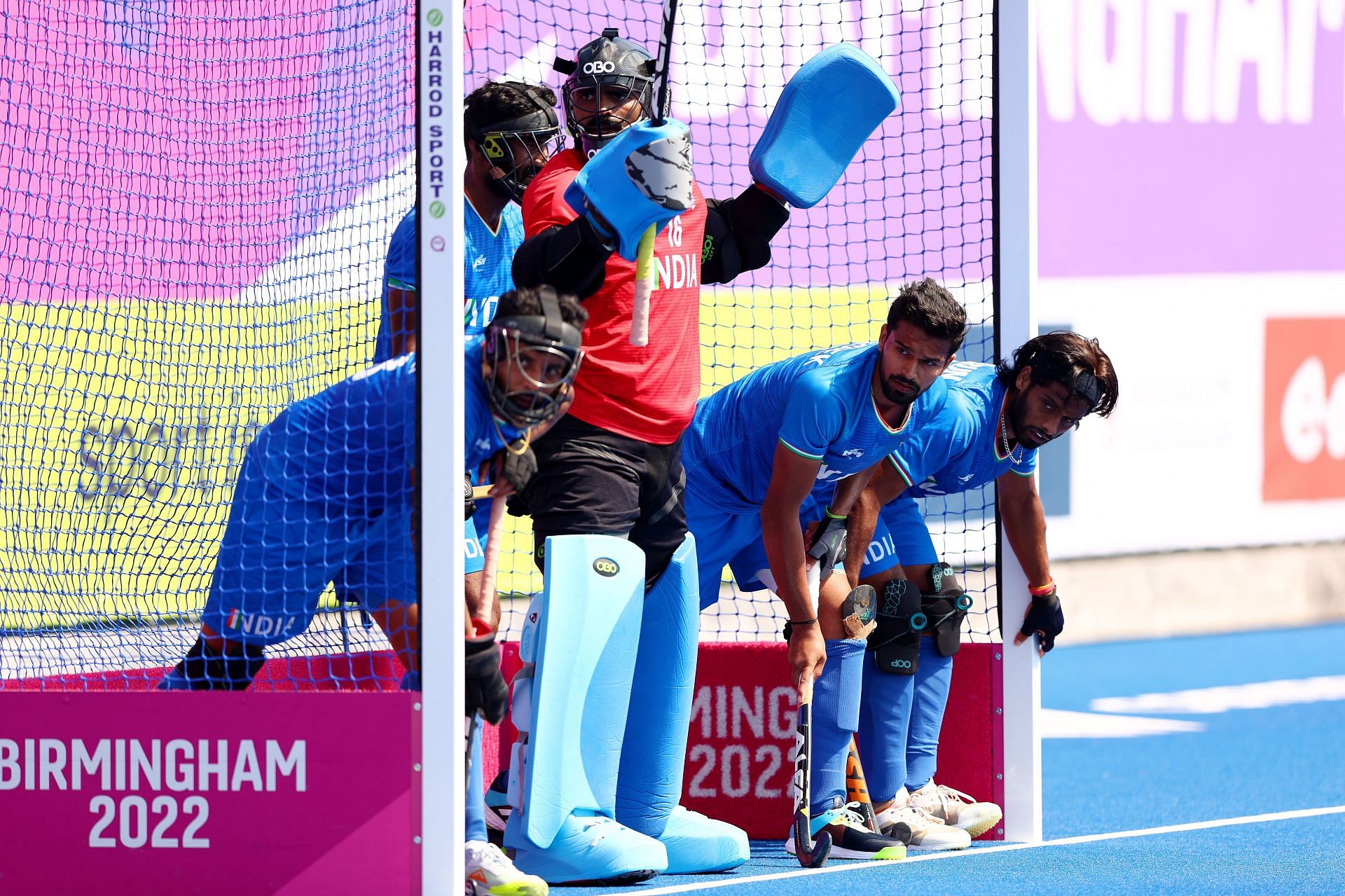Indian hockey players during a penalty corner against Australia. (PC: Getty Images)