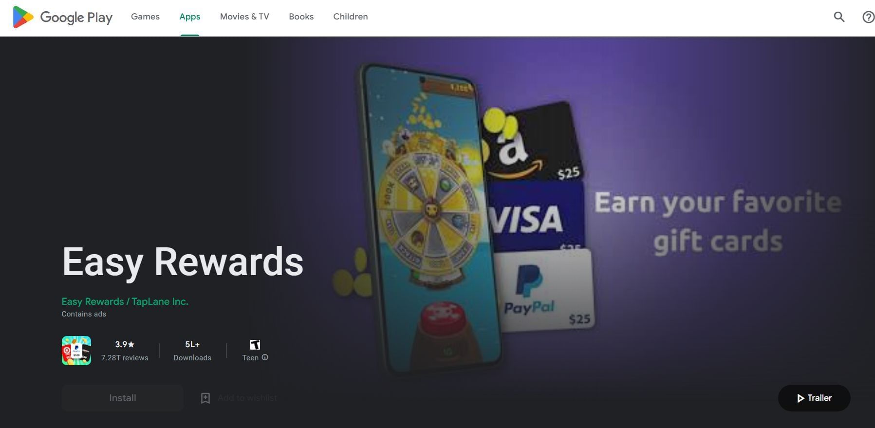 Easy Rewards in the Play Store (Image via Google)