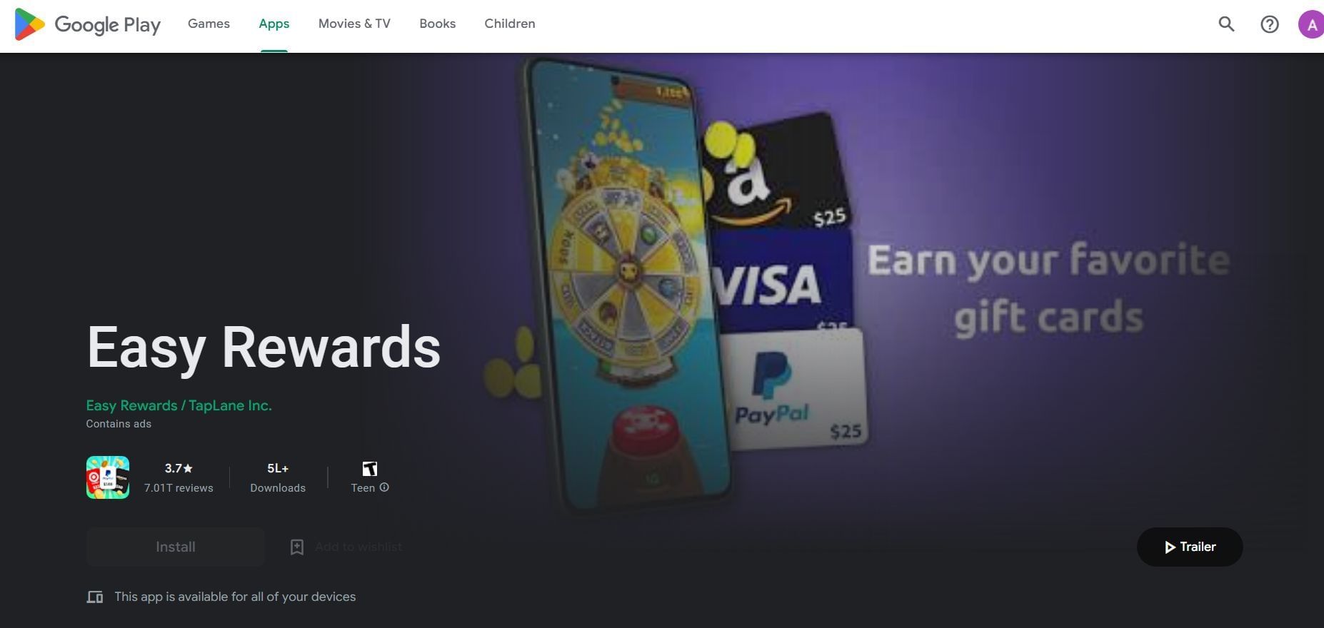 Easy Rewards is a popular GPT app (Image via Garena)