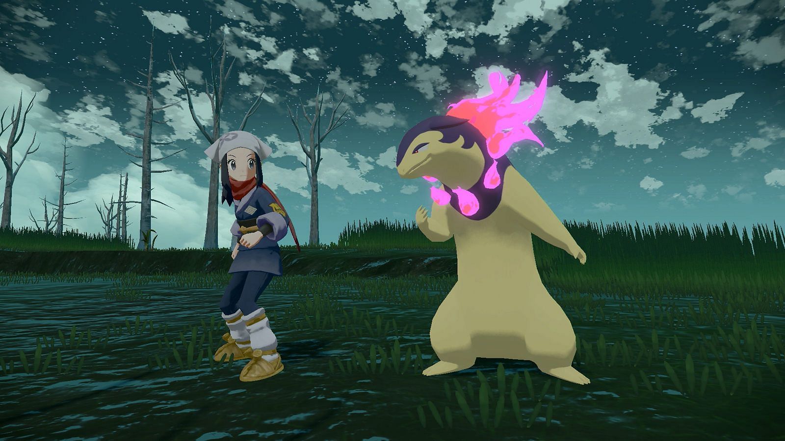 Hisuian Typhlosion tel qu'il apparaît dans Pokemon Legends: Arceus (Image via The Pokemon Company)