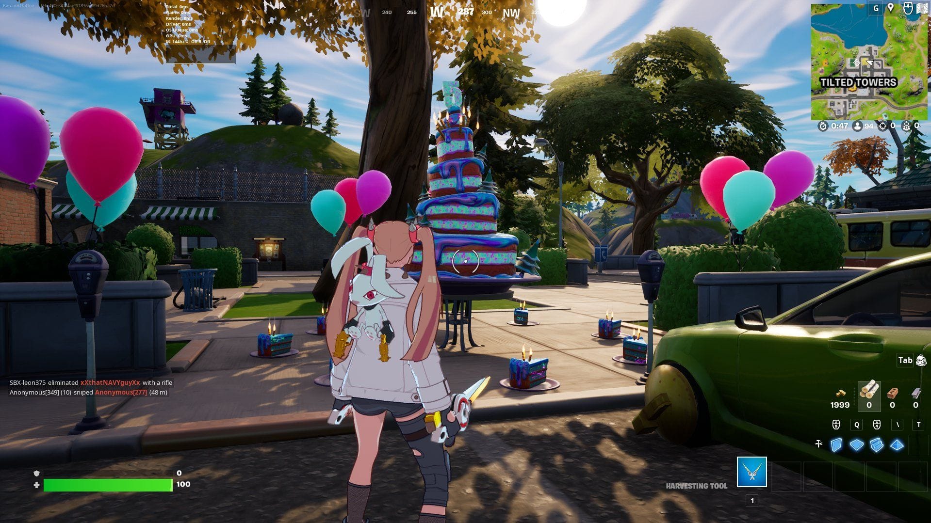 Each Fortnite cake has a few slices you can consume (Image via Epic Games)