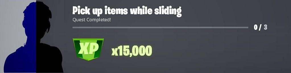 Pick up items while sliding to earn 15,000 XP in Fortnite (Image via Twitter/iFireMonkey)