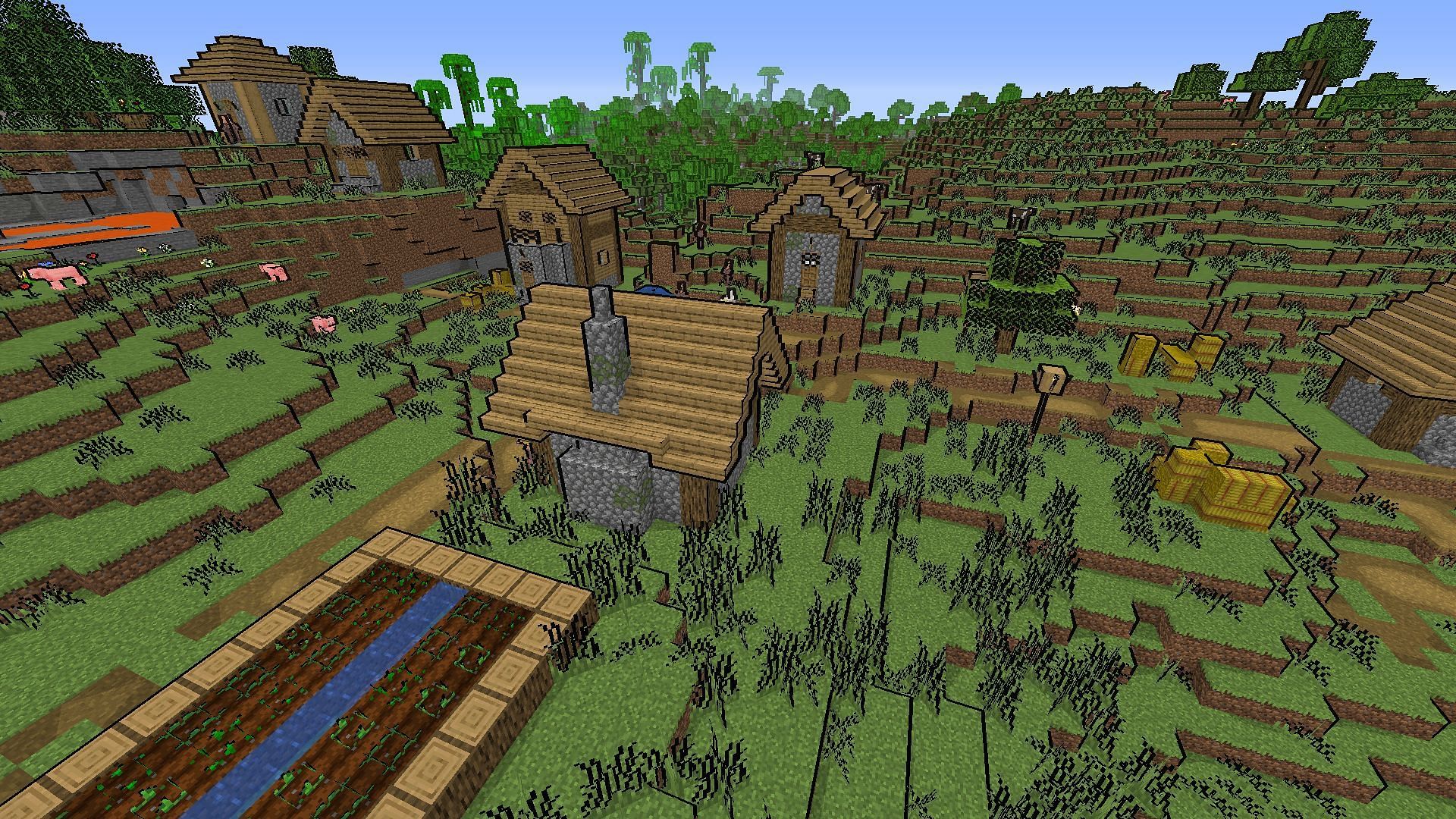 The Plains Village with Naelego's Cel Shader applied (Image via Minecraft)