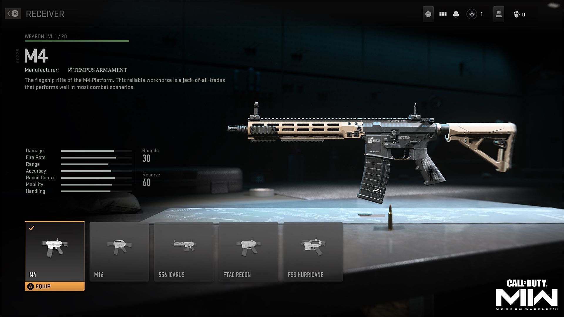 Receiver slot in MW2 Gunsmith system 2.0 (Image via Activision)