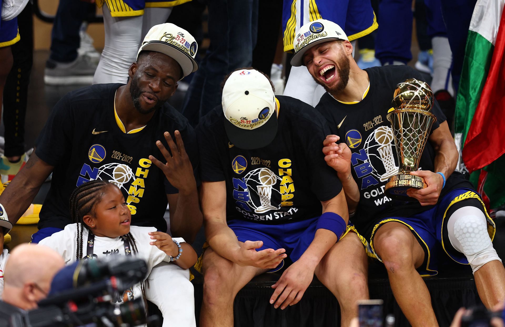 Draymond Green, Klay Thompson and Steph Curry (left to right)