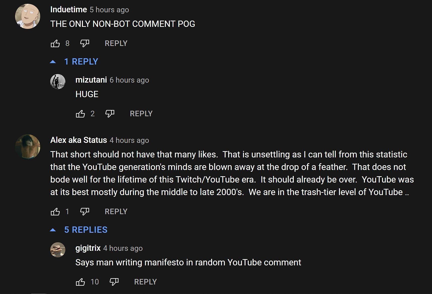 Fans di bagian komentar YouTube bereaksi terhadap siaran langsung (Gambar melalui Today Today / YouTube)