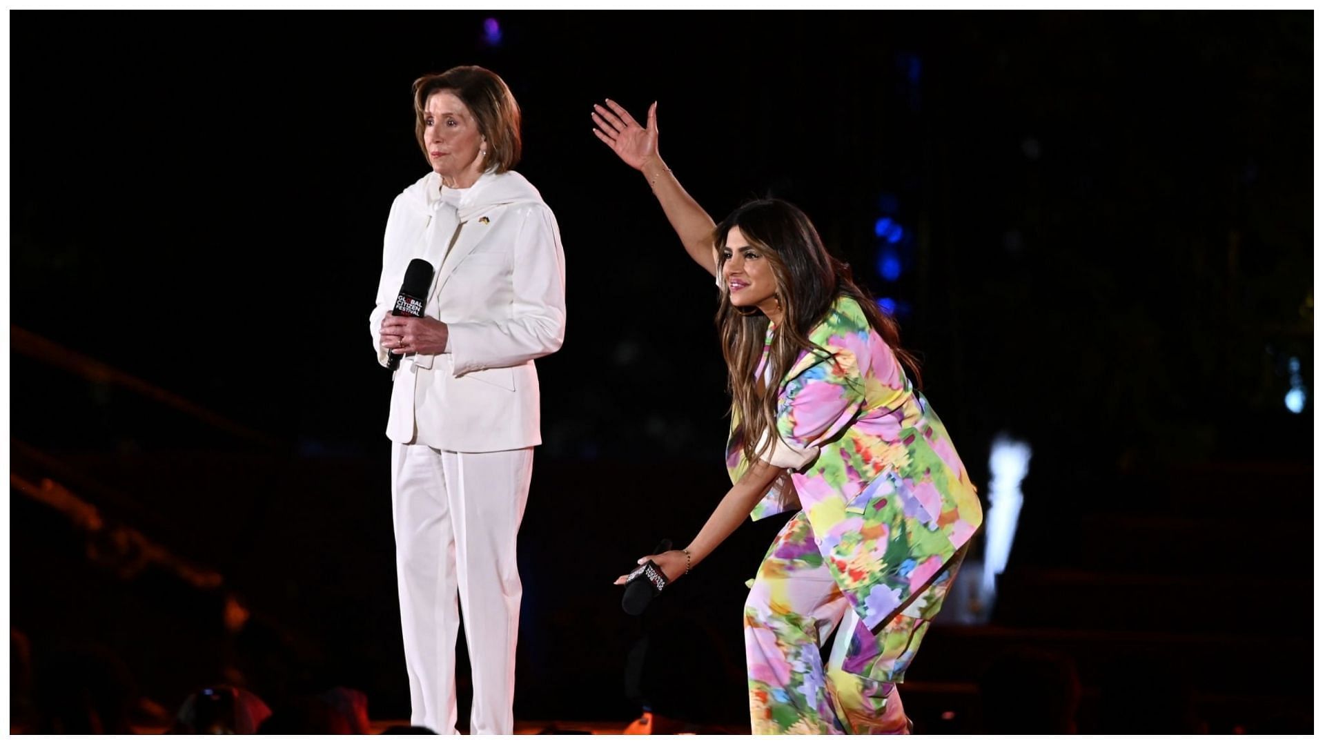 Nancy Pelosi was booed by the audience while she appeared at Global Citizen Music Festival (Image via Noam Galai/Getty Images)