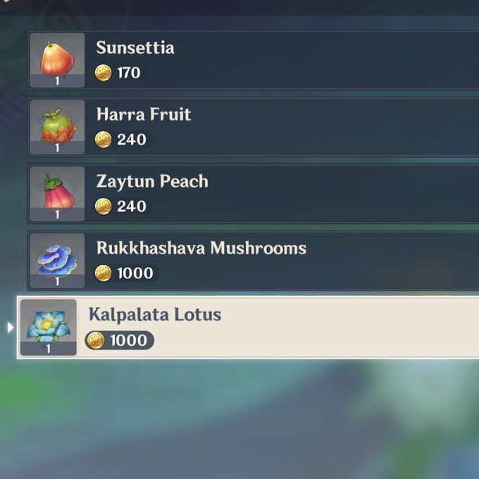 Genshin Impact Kalpalata Lotus locations Nahida's ascension materials