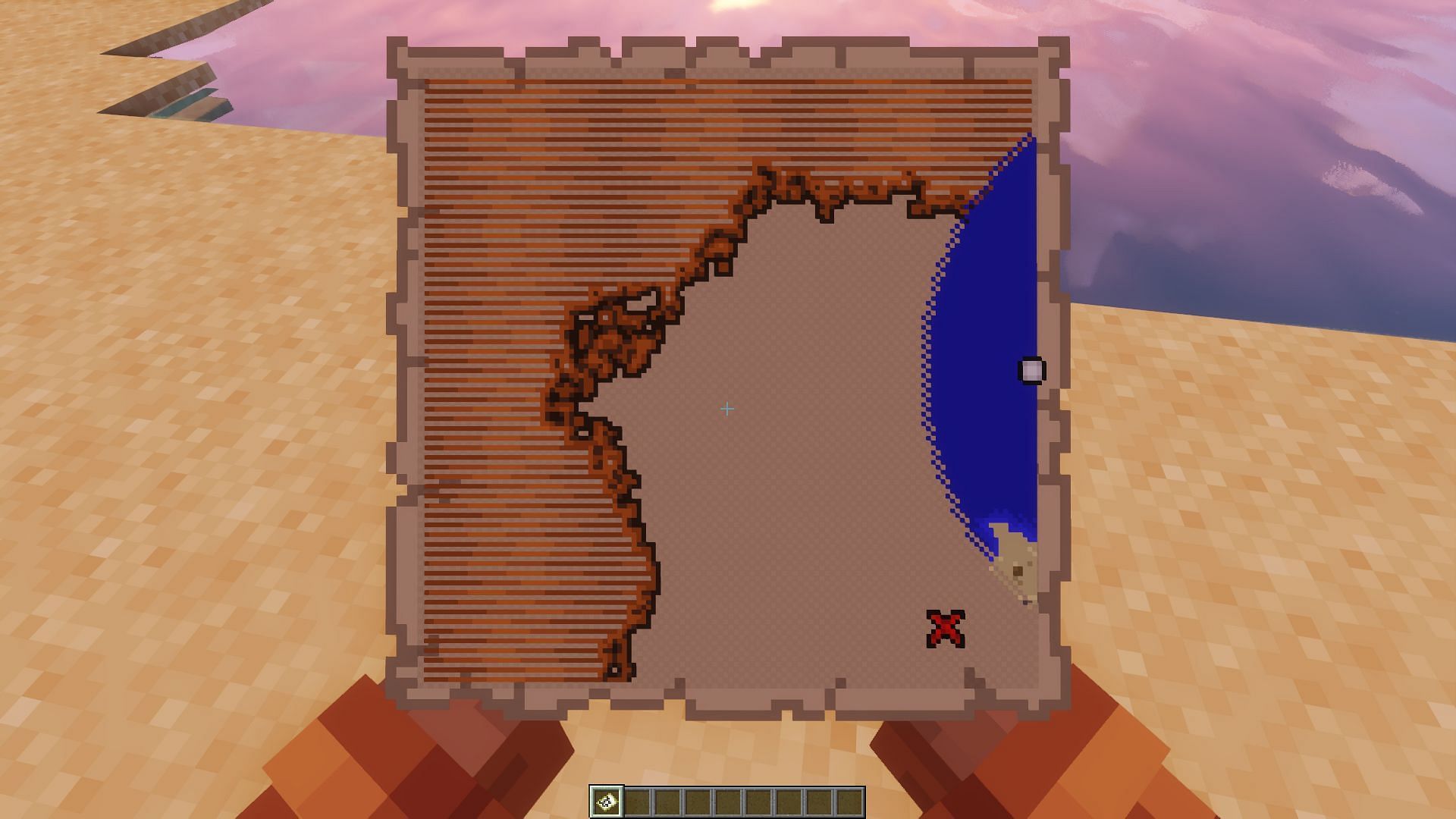 Orange water vs tan earth, although this map isn't very accurate (Image via Minecraft)