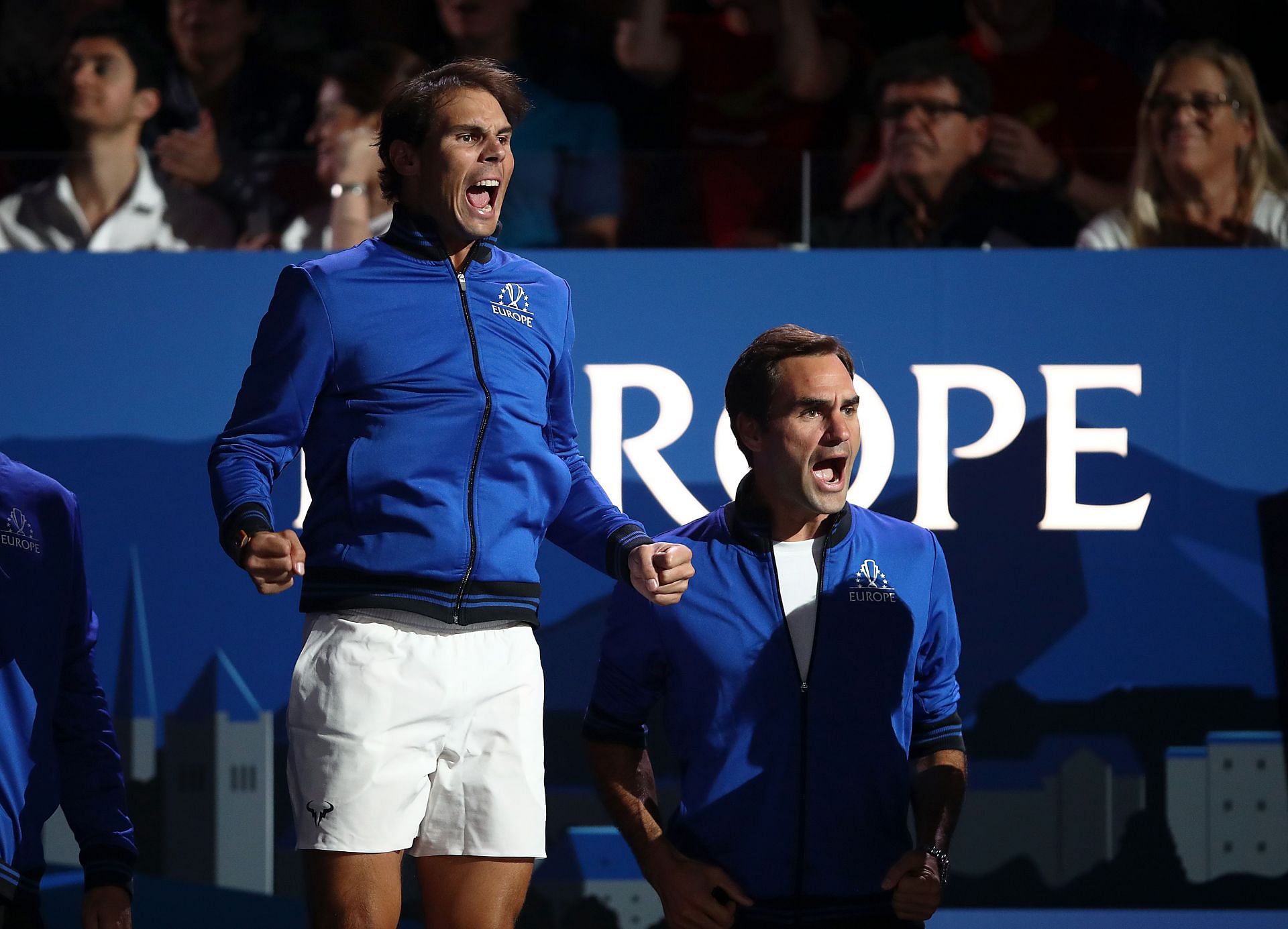 Rafael Nadal and Roger Federer at the 2019 Laver Cup.
