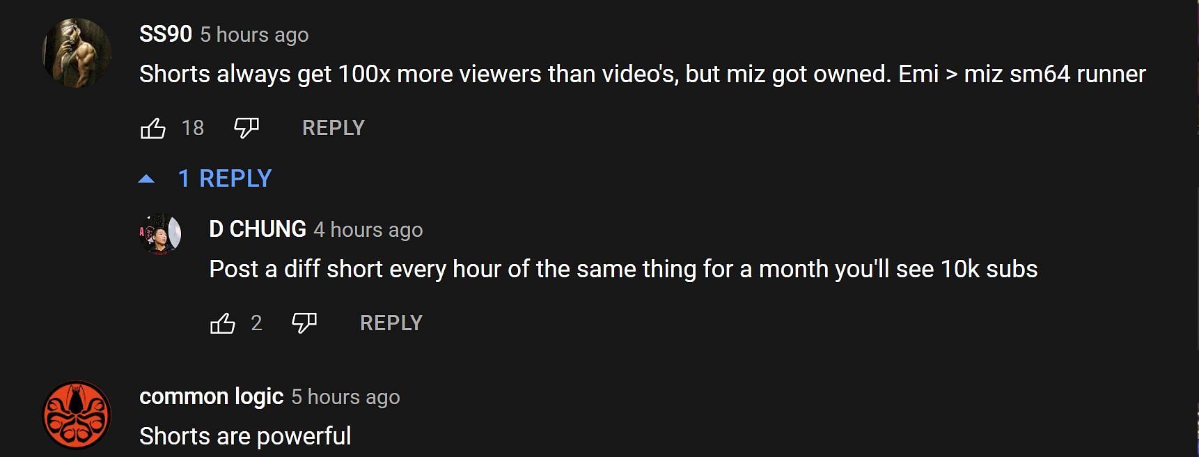 Los fanáticos en la sección de comentarios de YouTube discuten los videos cortos de YouTube (Imagen: Hoy a través de Hoy/YouTube)