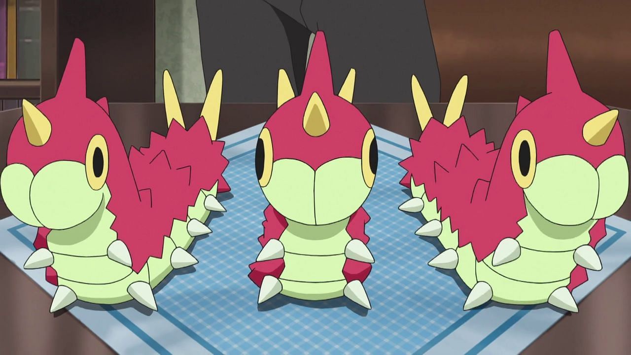 Un groupe de Wurmple comme on le voit dans l'anime (Image via The Pokemon Company)