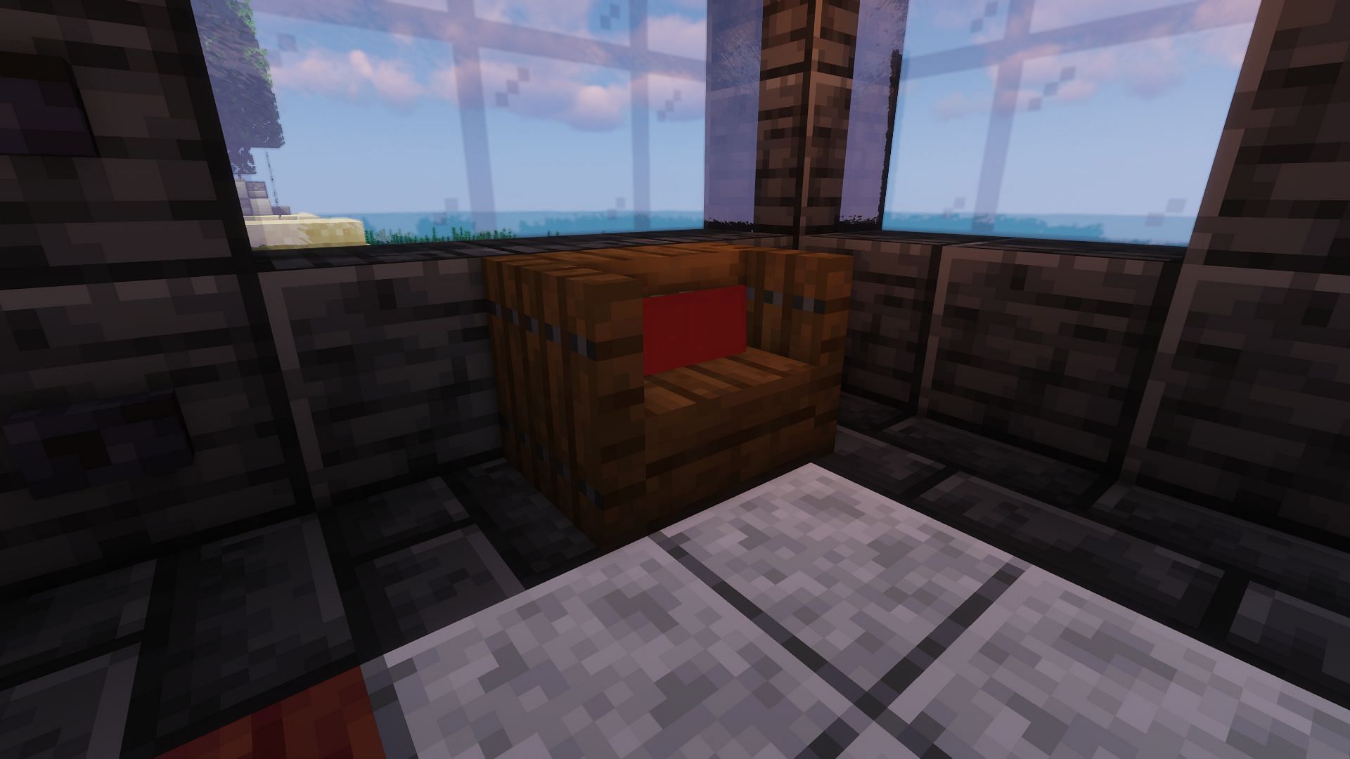 A modern wooden chair with a pillow (Image via Minecraft)