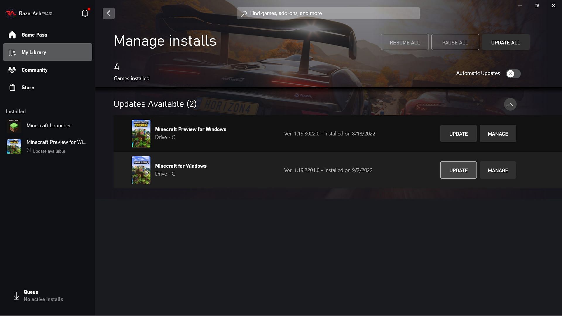 Players can check for an update in the update list on Xbox (Image via Sportskeeda)