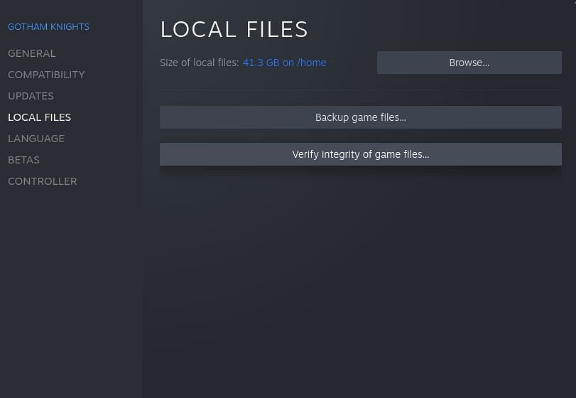 Verifying integrity of local files in Steam