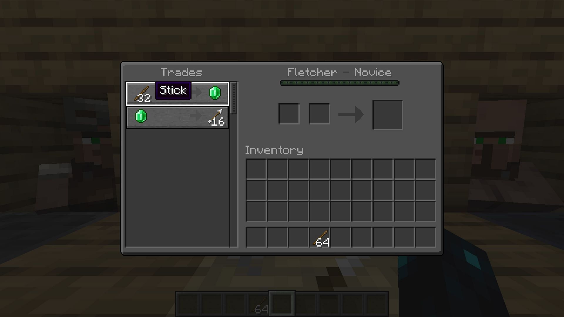Sticks are extremely easy to craft, making them the best items to trade in Minecraft (Image via Mojang)