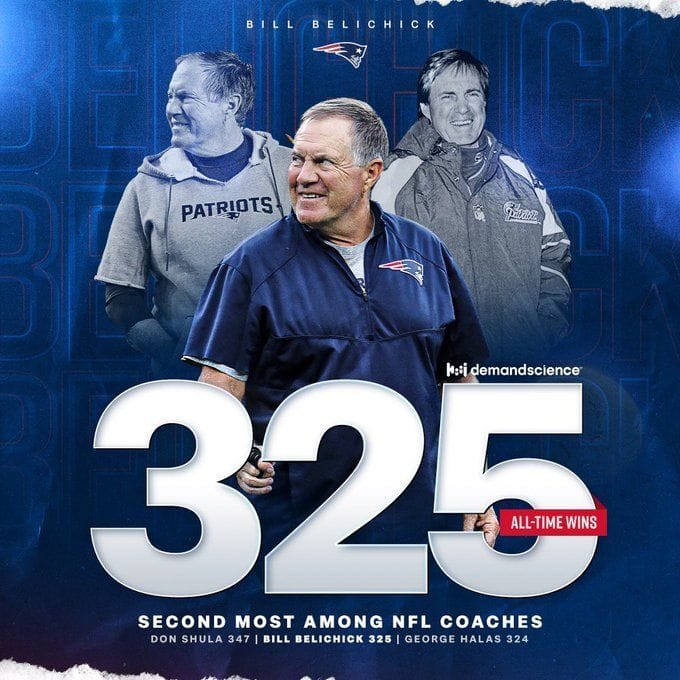 Top 3 NFL coaches with most victories Bill Belichick up to second on