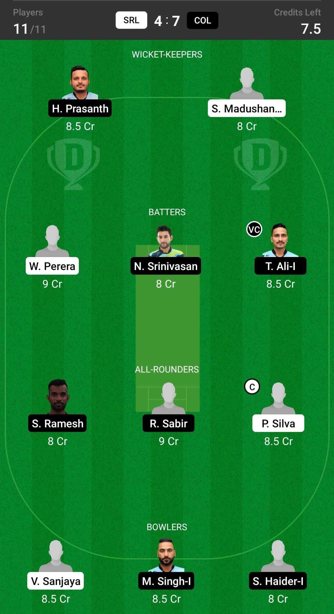 SRL vs COL Dream11 Prediction Fantasy Cricket Tips, Today's Playing 11