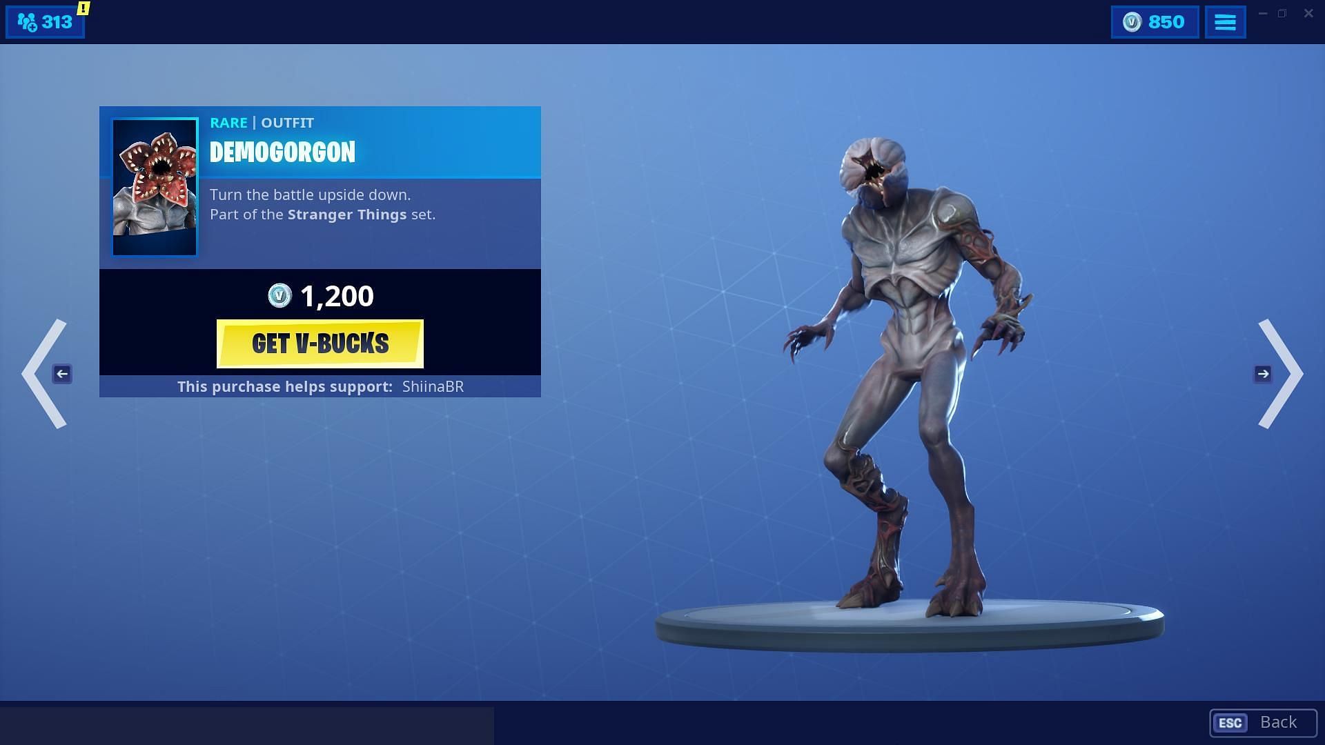 Demogorgon is another extremely rare Fortnite skin (Image via Epic Games)