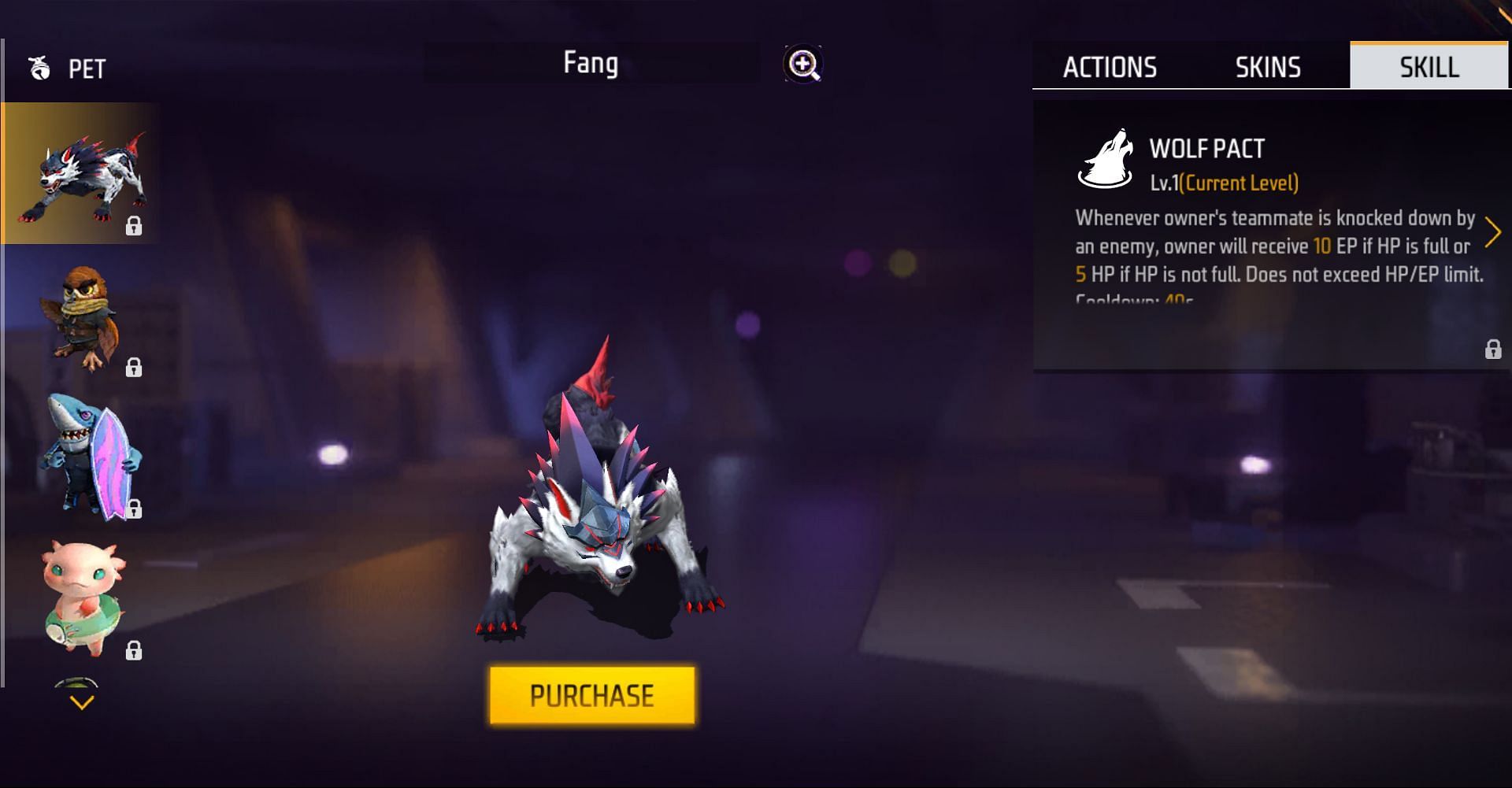Fang pet in Free Fire MAX (Image via Garena)