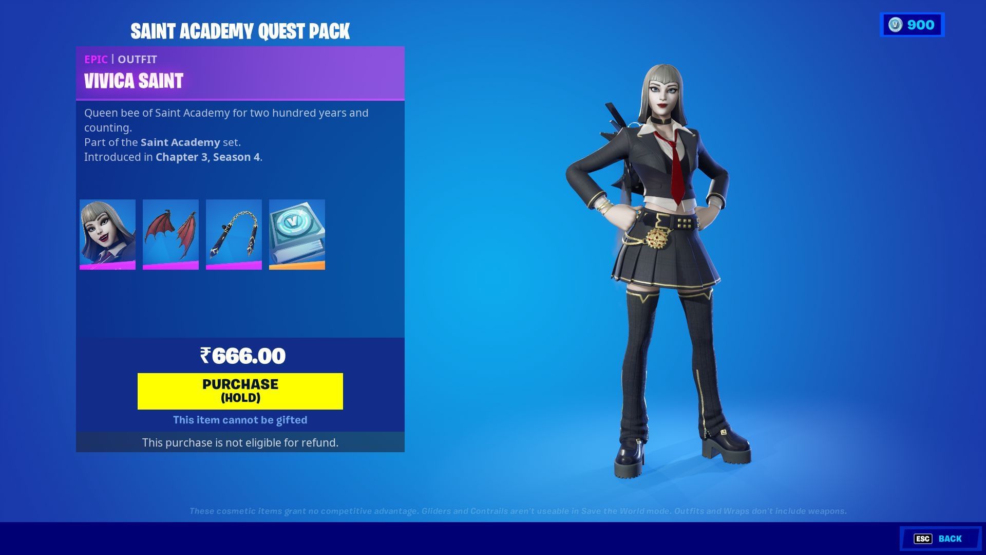 Saint Academy Quest Pack's contents (Image via Epic Games/Fortnite)