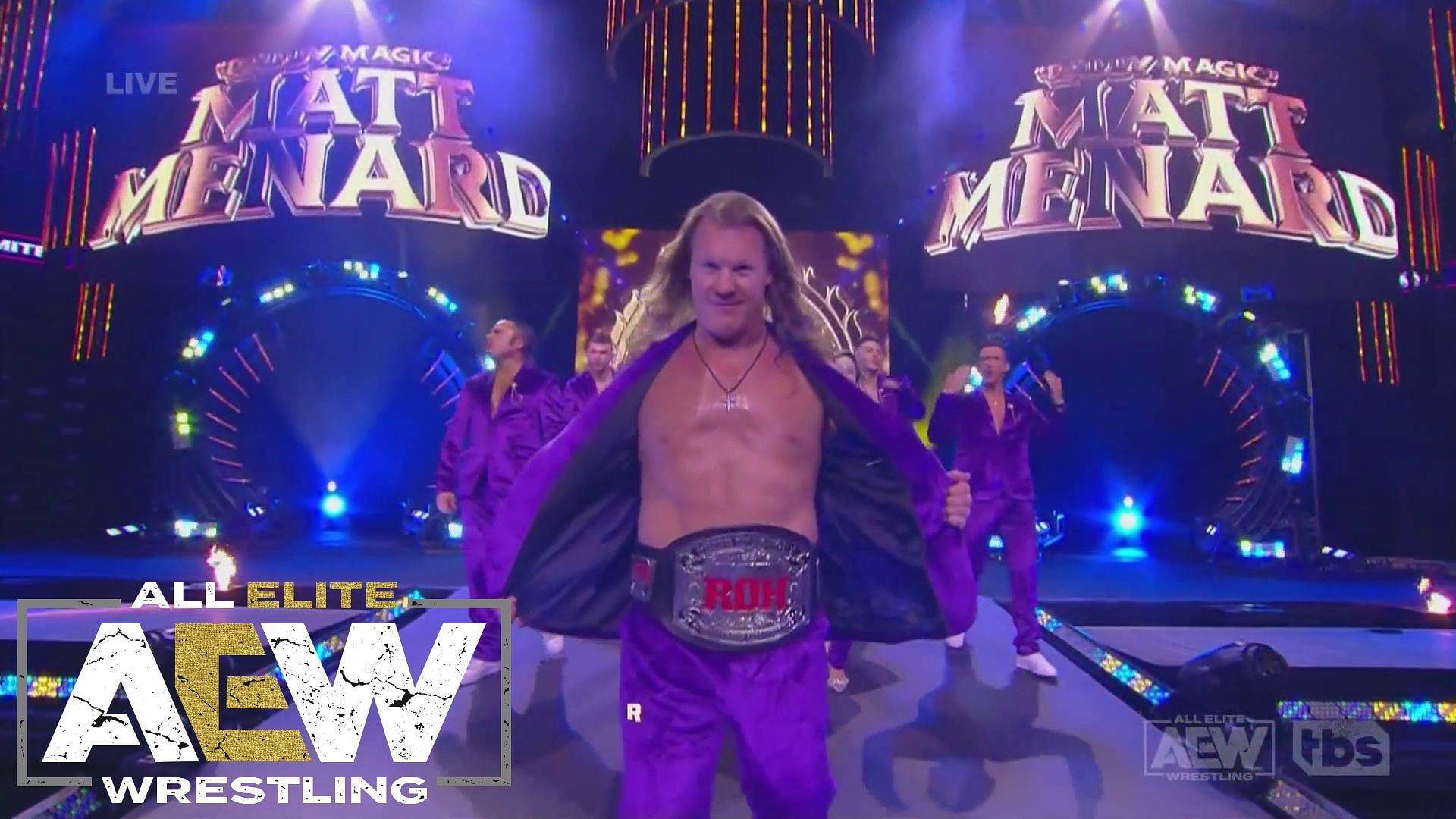 Jericho, making his way down the AEW Dynamite stage ramp.