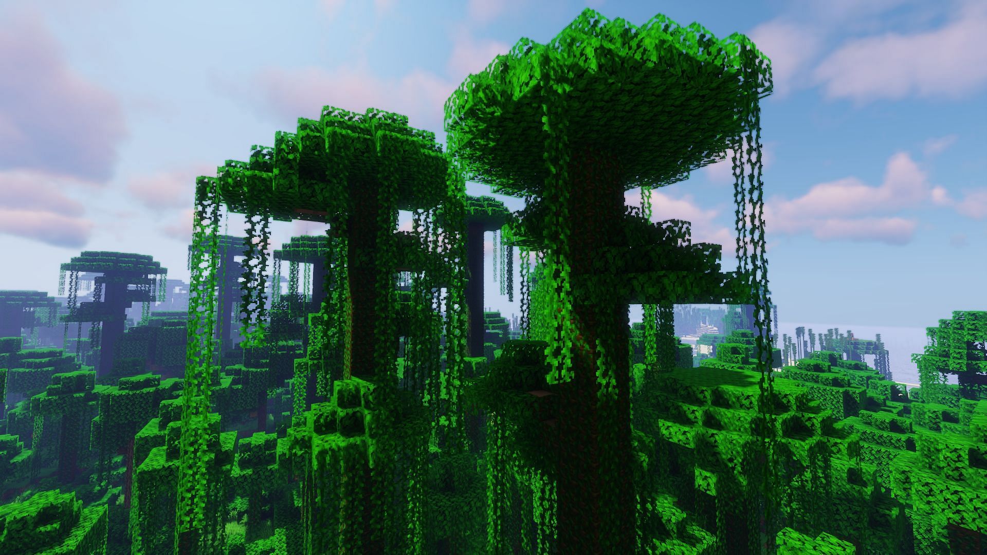 A jungle biome, one of the biomes most densely packed with trees (Image via Minecraft)