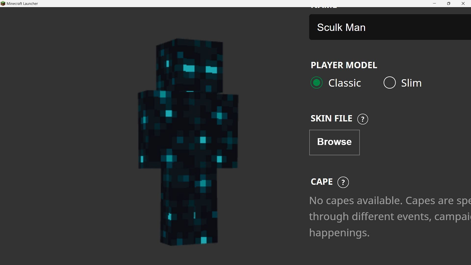 Sculk man looks creepier as a Minecraft skin (Image via Sportskeeda)