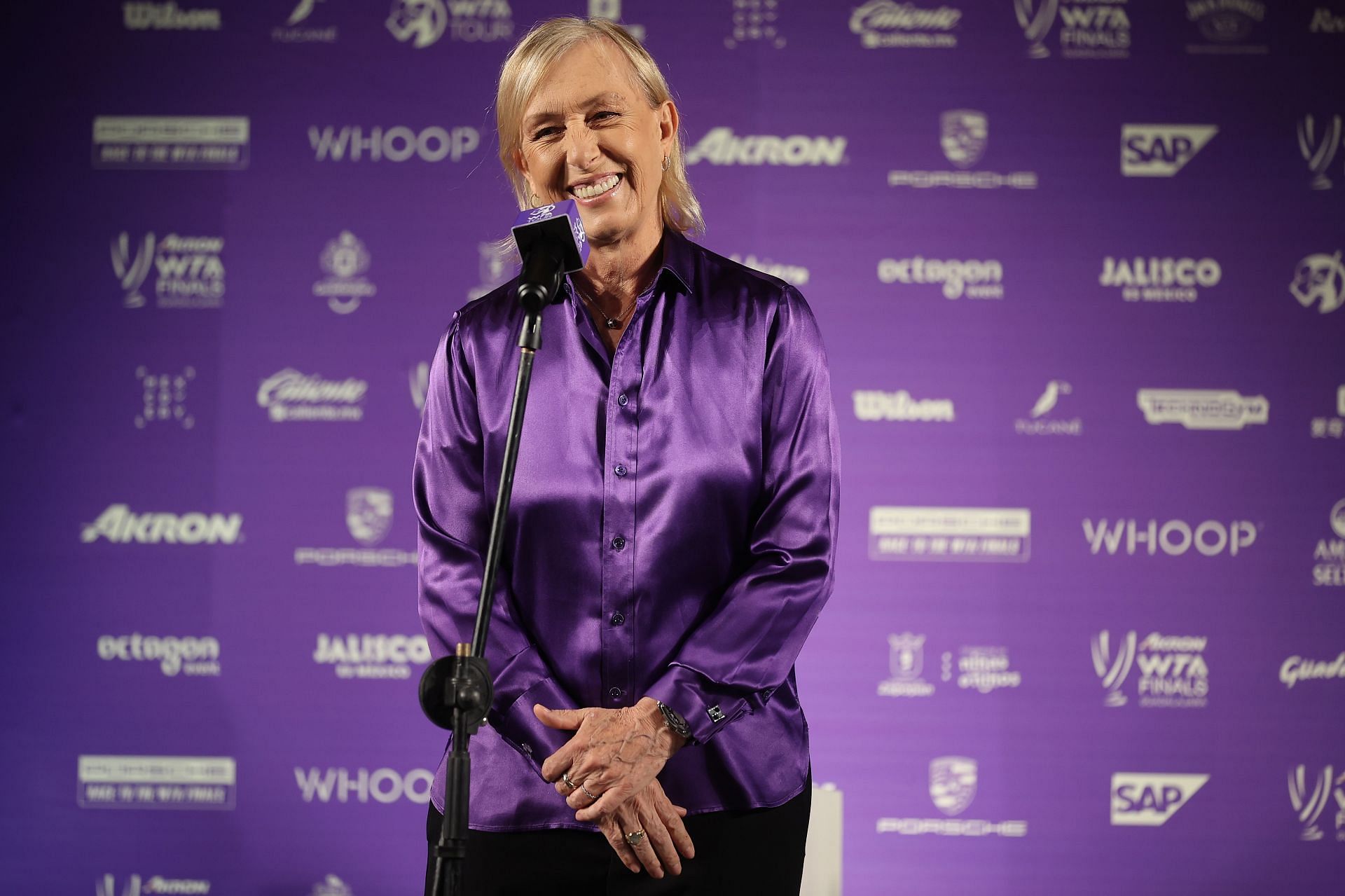 Martina Navratilova at the 2021 WTA Finals draw ceremony