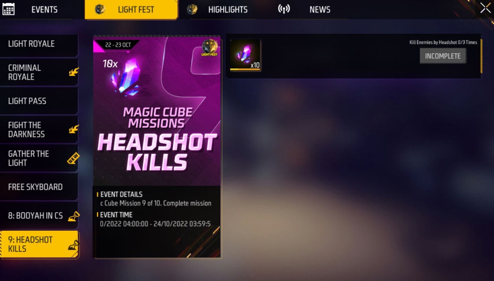 How to claim free Cube Fragments via the ninth Magic Cube mission (Image via Garena)