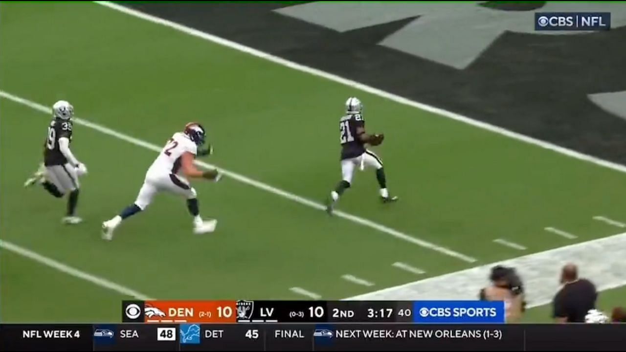 Broncos OL’s wife trolls husband for hilarious tackle attempt: “I’d be lying if I said I didn’t die laughing”