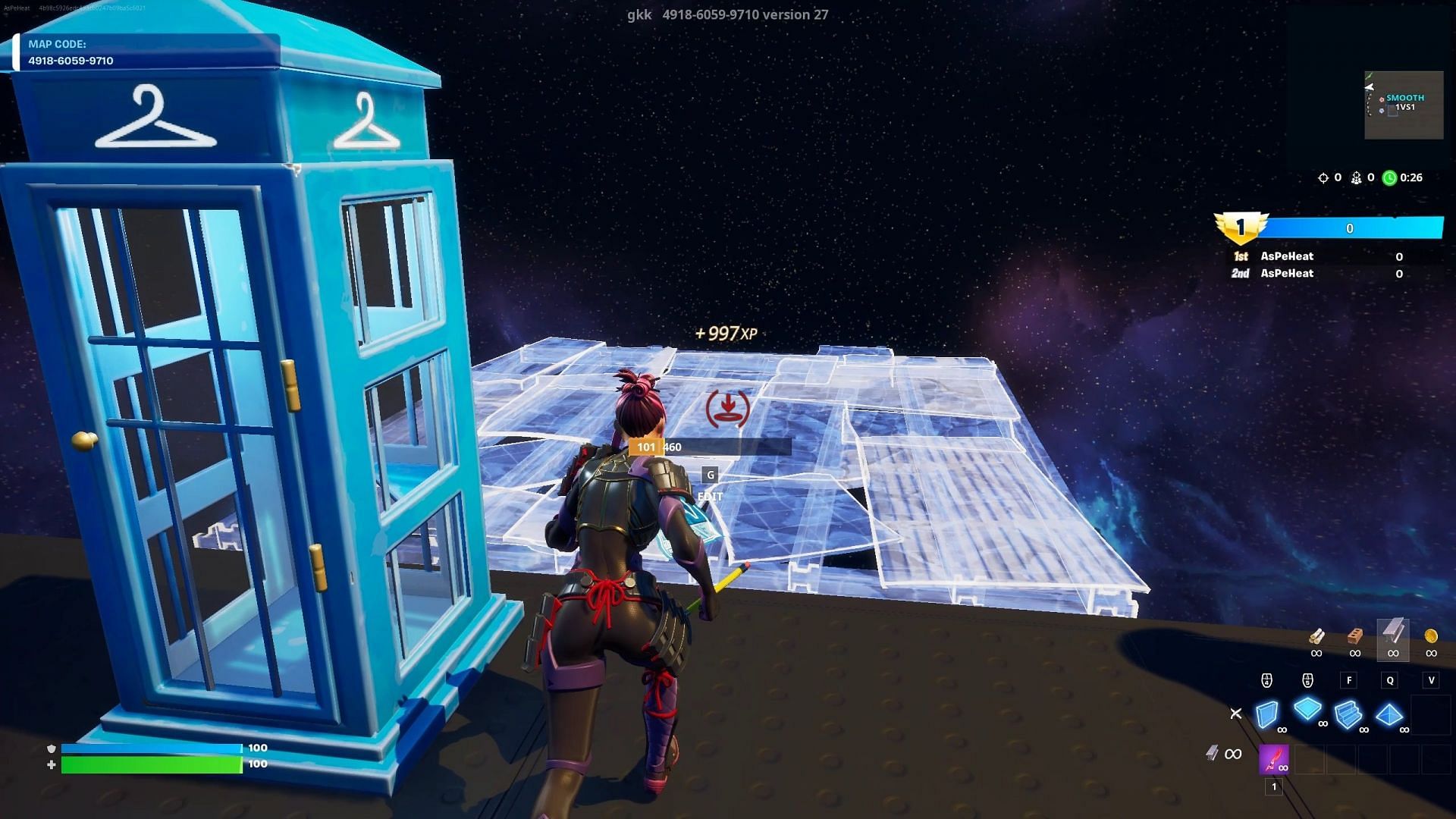 Pour tirer le meilleur parti du problème XP, construisez des étages derrière la cabine téléphonique (Image via Epic Games)
