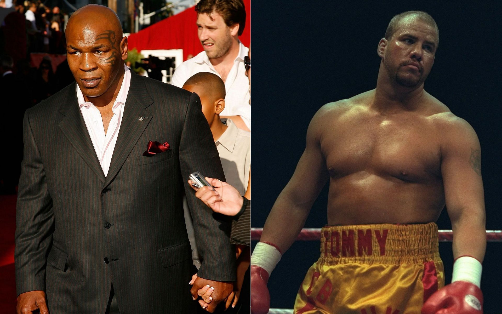 Mike Tyson (L), and Tommy Morrison (R).