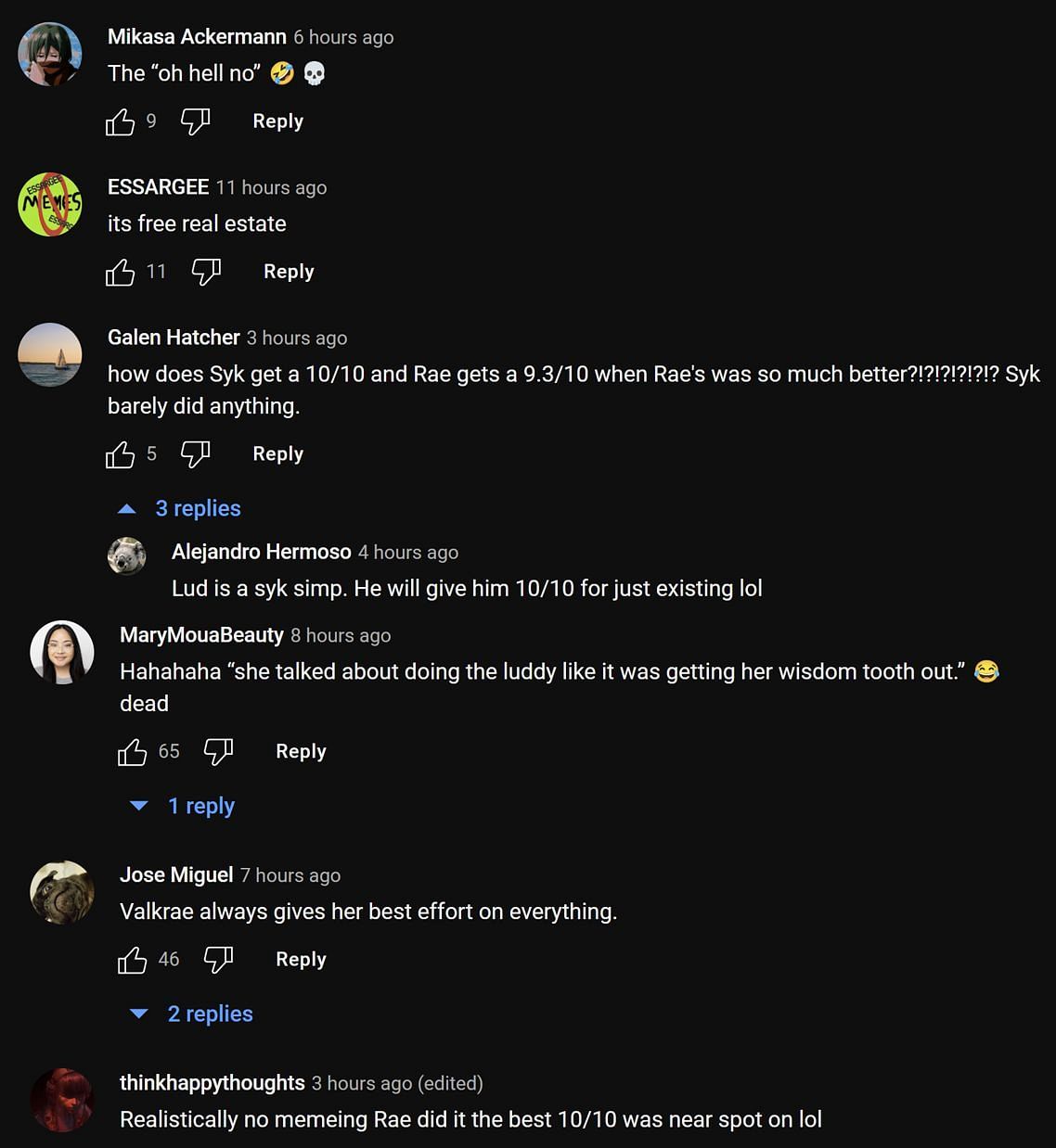 Fans in the YouTube comments section reacting to streamers &quot;hitting the Luddy&quot; (Image via Jeru TV/YouTube)