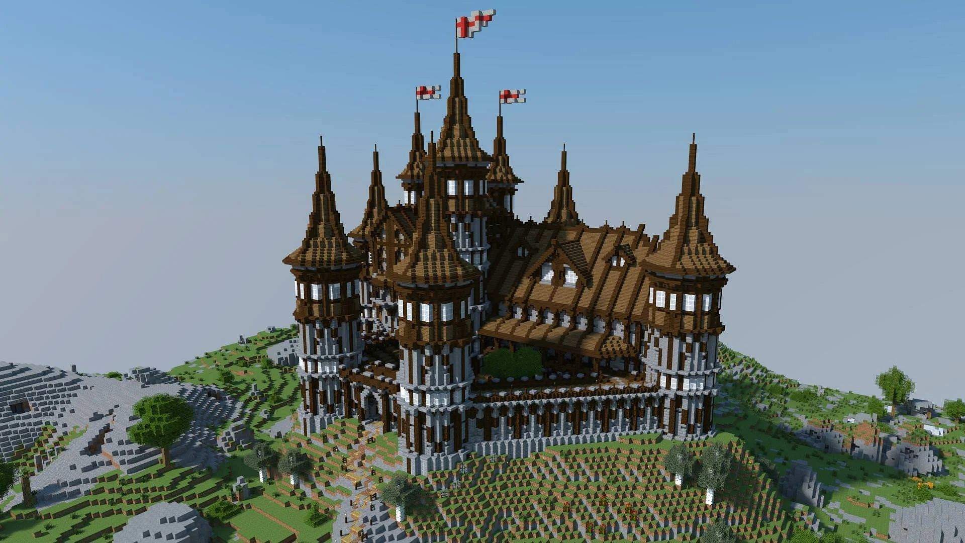 Castle is the most common idea for a mega build in the game (Image via Reddit/u/Mosh07)