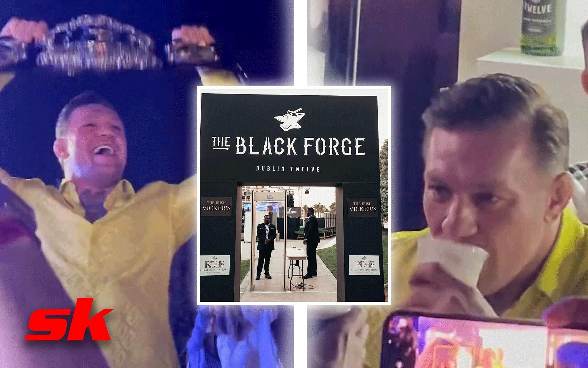 Conor McGregor was seen at The Black Forge Inn pop-up pub in Abu Dhabi [Image credits: @theblackforgeinn on Instagram and @Fullcombat_ on Twitter]