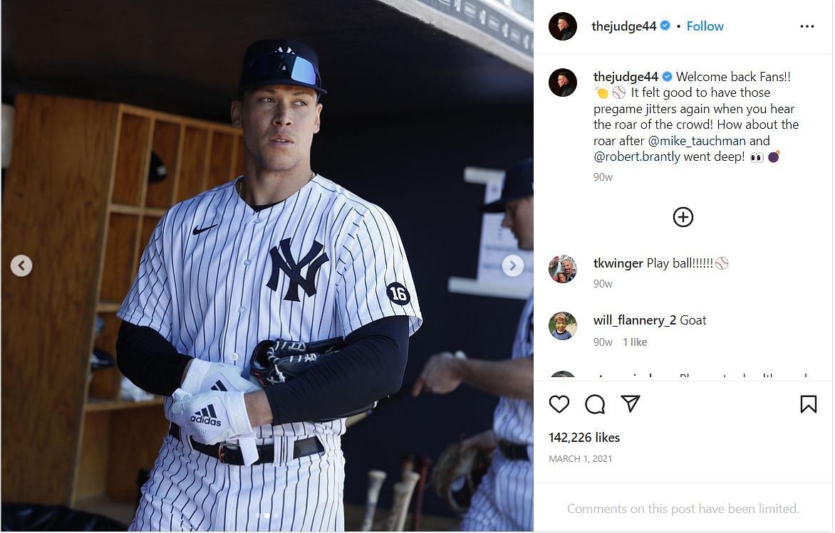 Aaron Judge in the Yankees dugout
