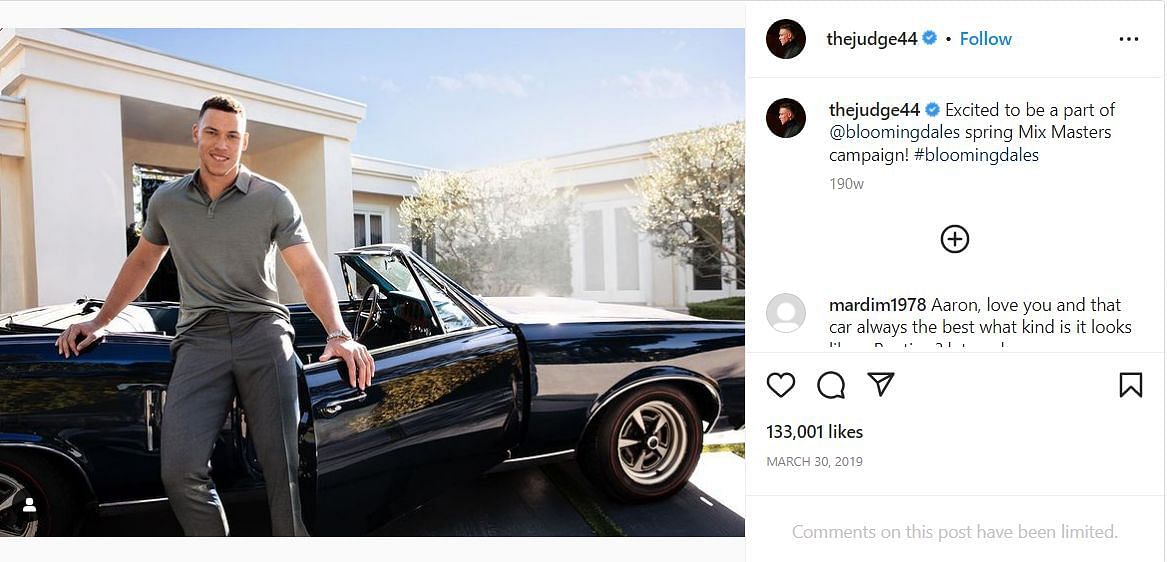 Aaron Judge posing with his car