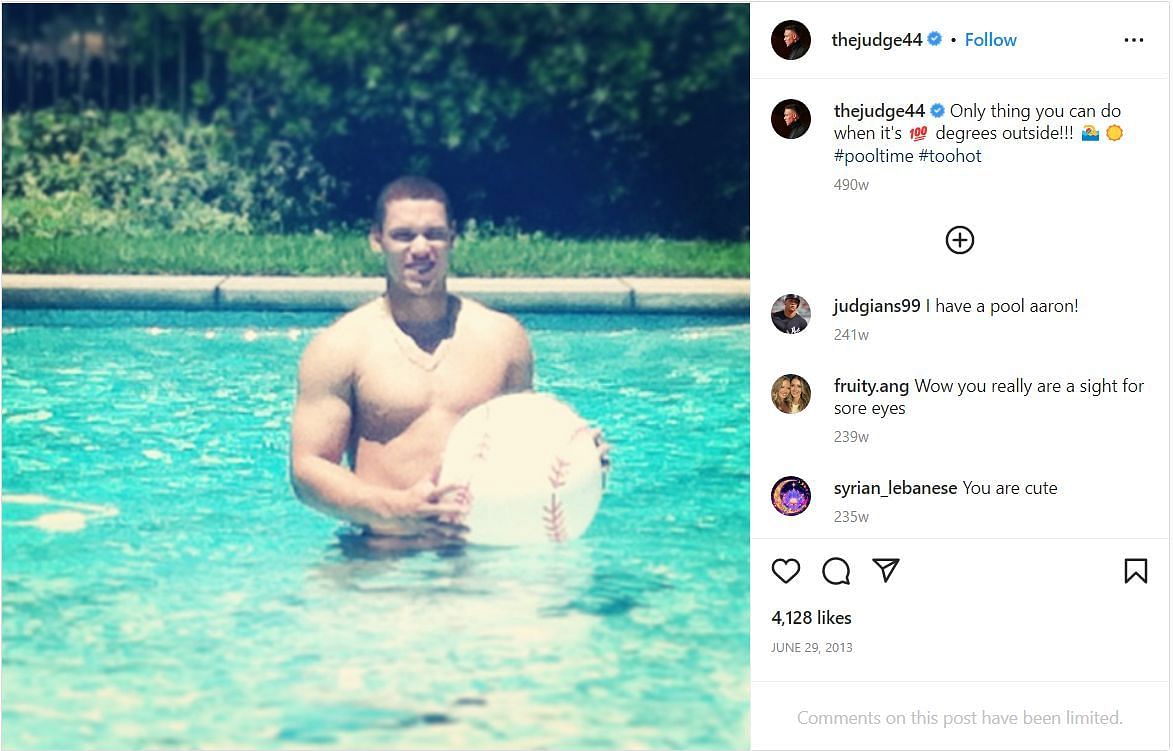 Aaron Judge chilling in his pool