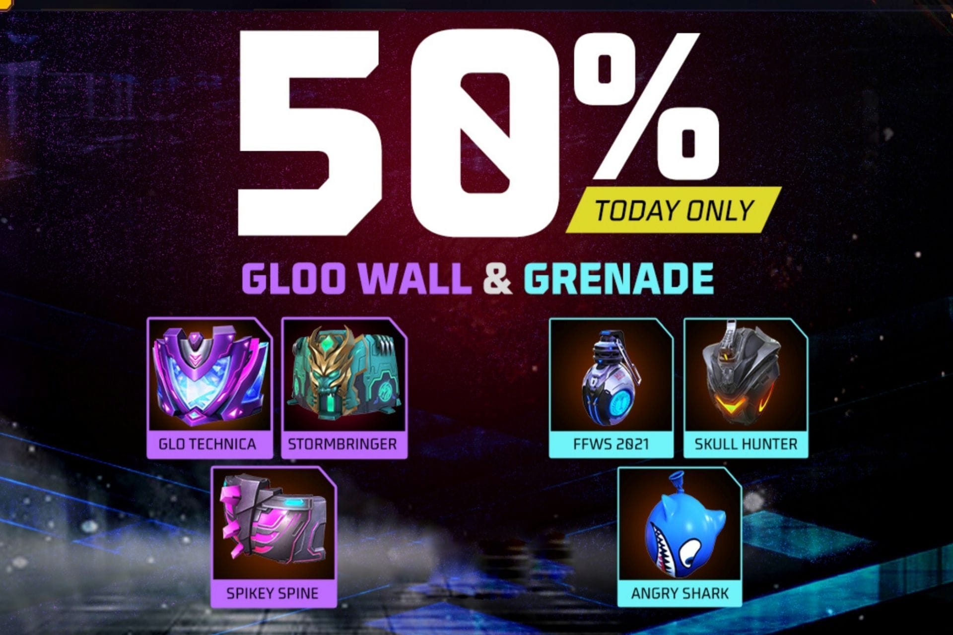 Free Fire MAX provides 50 discount on all Gloo Walls and Grenade skins