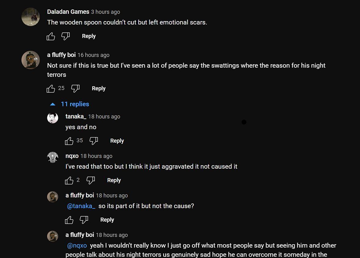Fans talking about a possible connection with night terrors (Image via xQc Clips/YouTube)