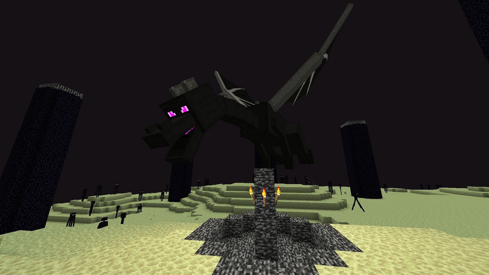 Players can defeat the Ender Dragon with their friends in the game (Image via Mojang)